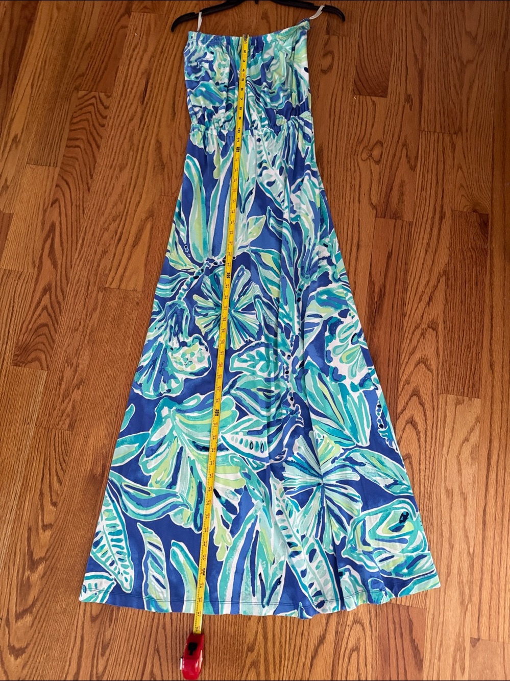 Lilly Pulitzer Blue Green Floral Strapless Maxi Dress - Picture 5 of 5